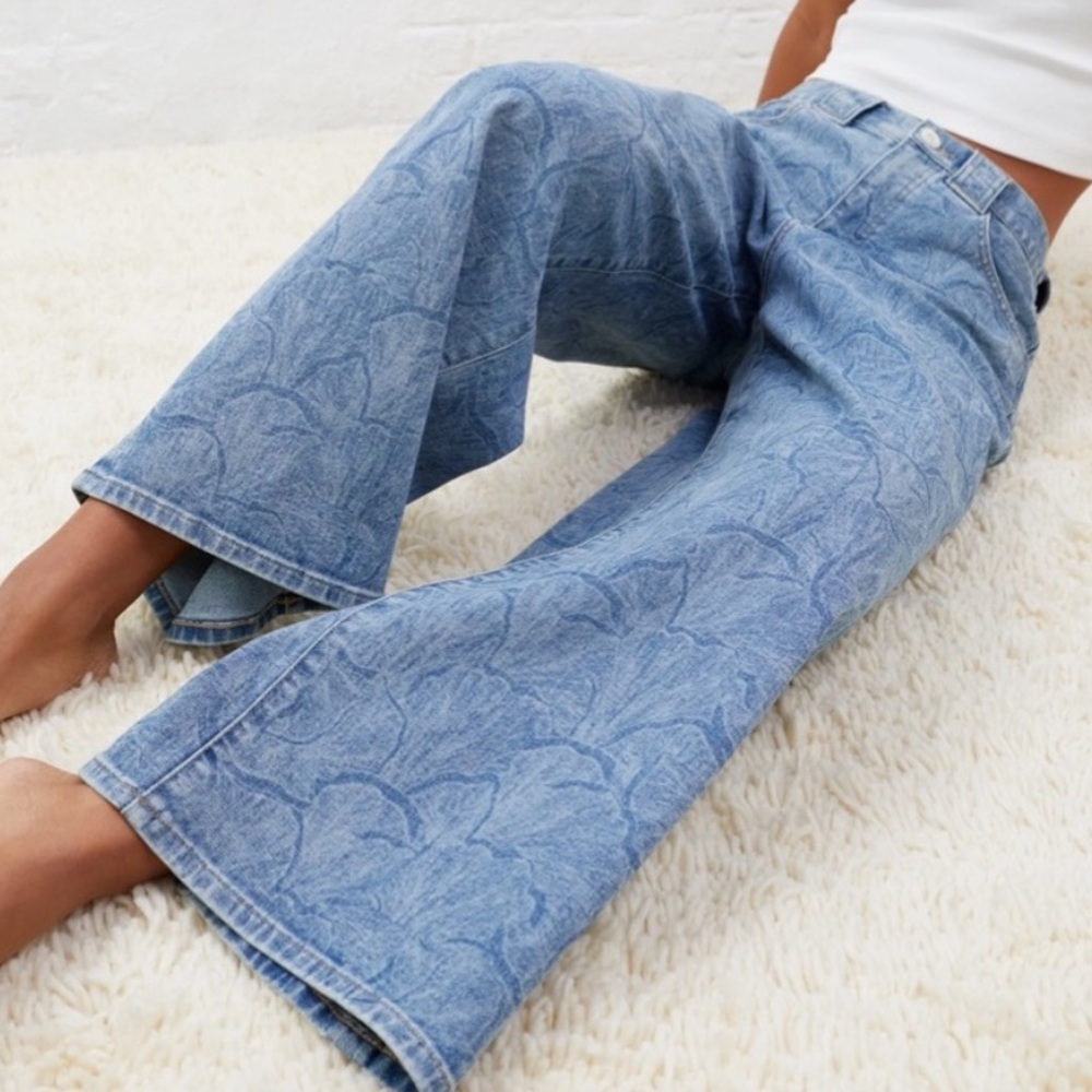 UpWest High Waisted Mushroom Lazer Wide Leg Jeans R170
